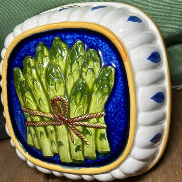 VTG Ceramic Embossed Japanese hand painted Asparagus Mold Decor - Picture 4 of 4
